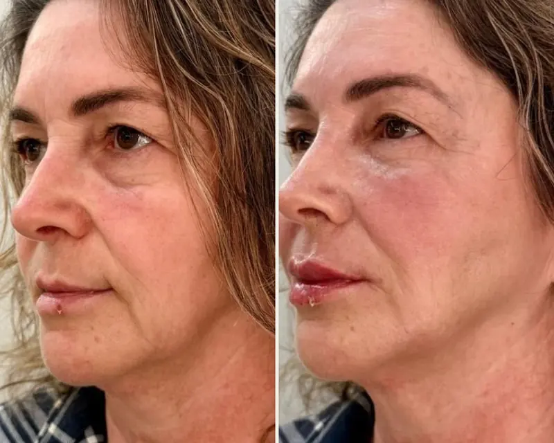 Antes e depois do protocolo HarmôFace, de perfil